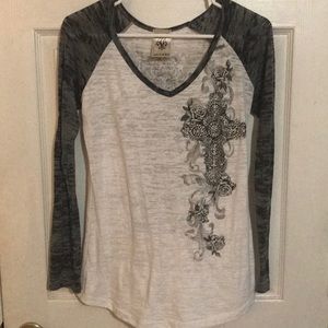 Vocal long sleeve baseball bling tee